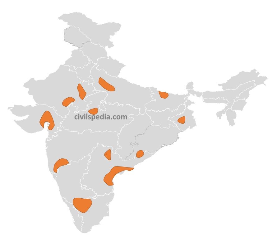 Tobacco growing areas in India