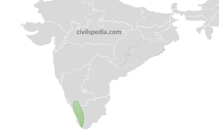 Rubber growing areas of India