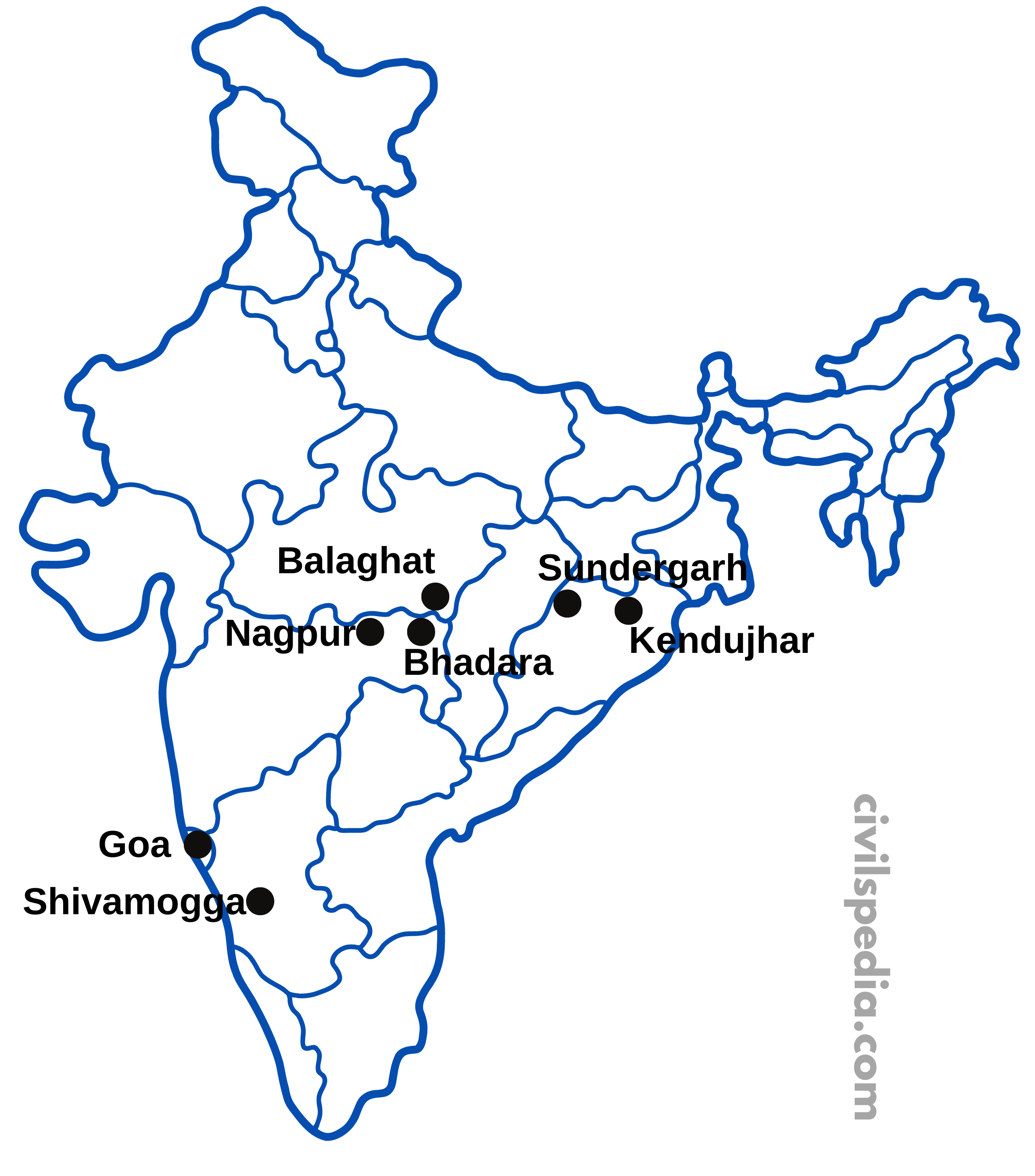 Manganese ore distribution in India 