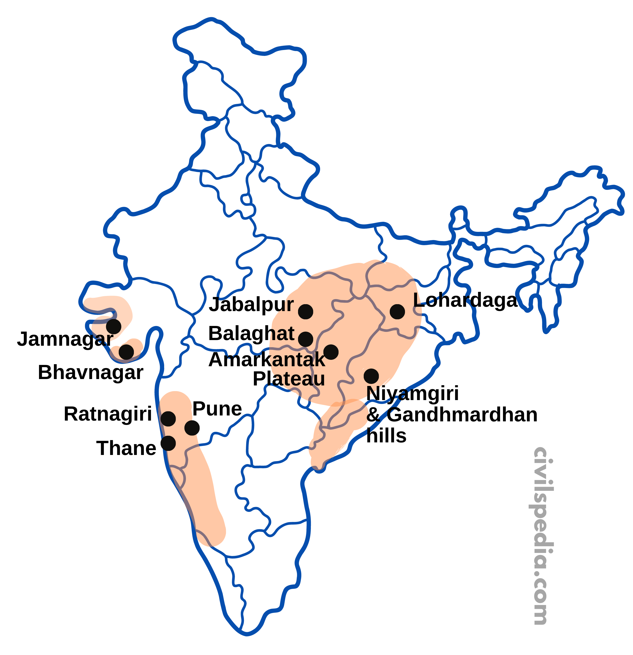 Bauxite distribution in India